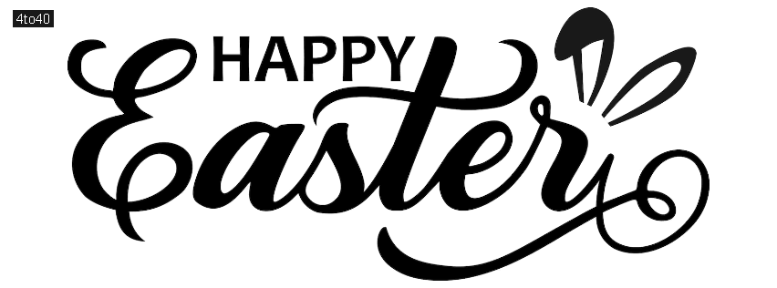 Happy Easter black lettering design with bunny ears